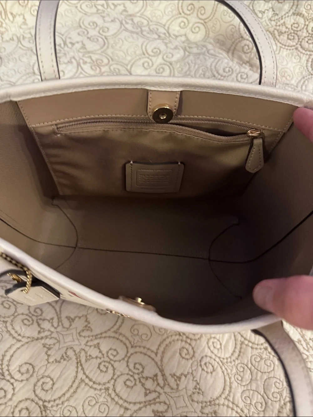 Coach x Observed by us…Small City Tote (CU 387) Chalk/Gold Multi